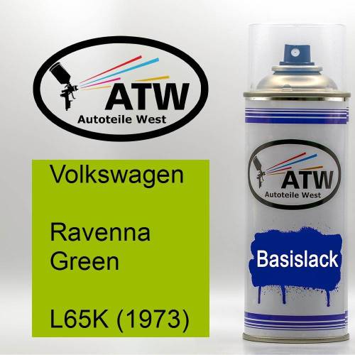 Volkswagen, Ravenna Green, L65K (1973): 400ml Sprühdose, von ATW Autoteile West.